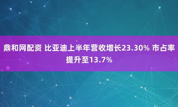 鼎和网配资 比亚迪上半年营收增长23.30% 市占率提升至13.7%